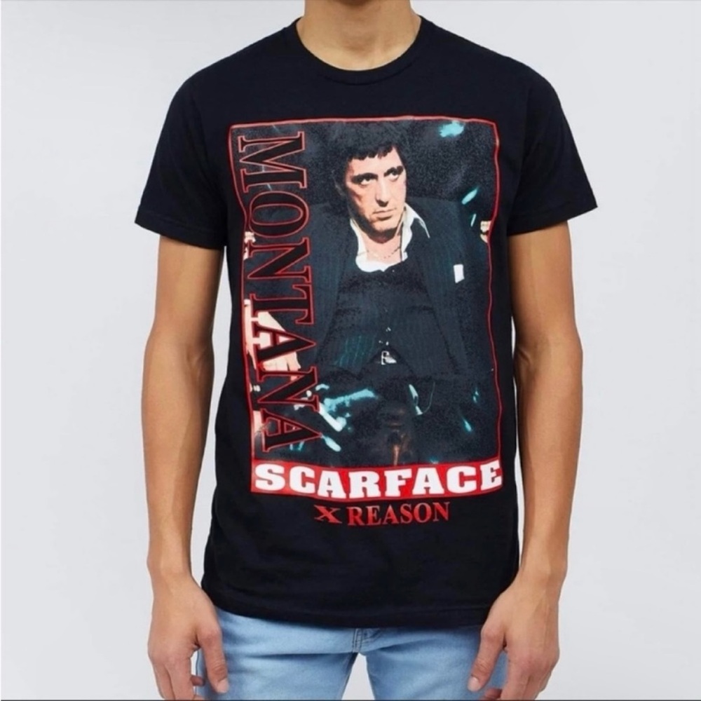 NEW Reason x Scarface Tony Montana 80's T-Shirt Black Men's Size Large